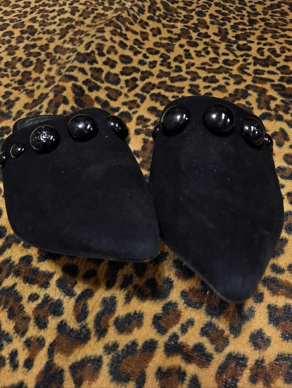 Tory Burch Georgina Studded Suede Kitten Heel Pointed Toe Mules Shoes Size 7 - Picture 8 of 16